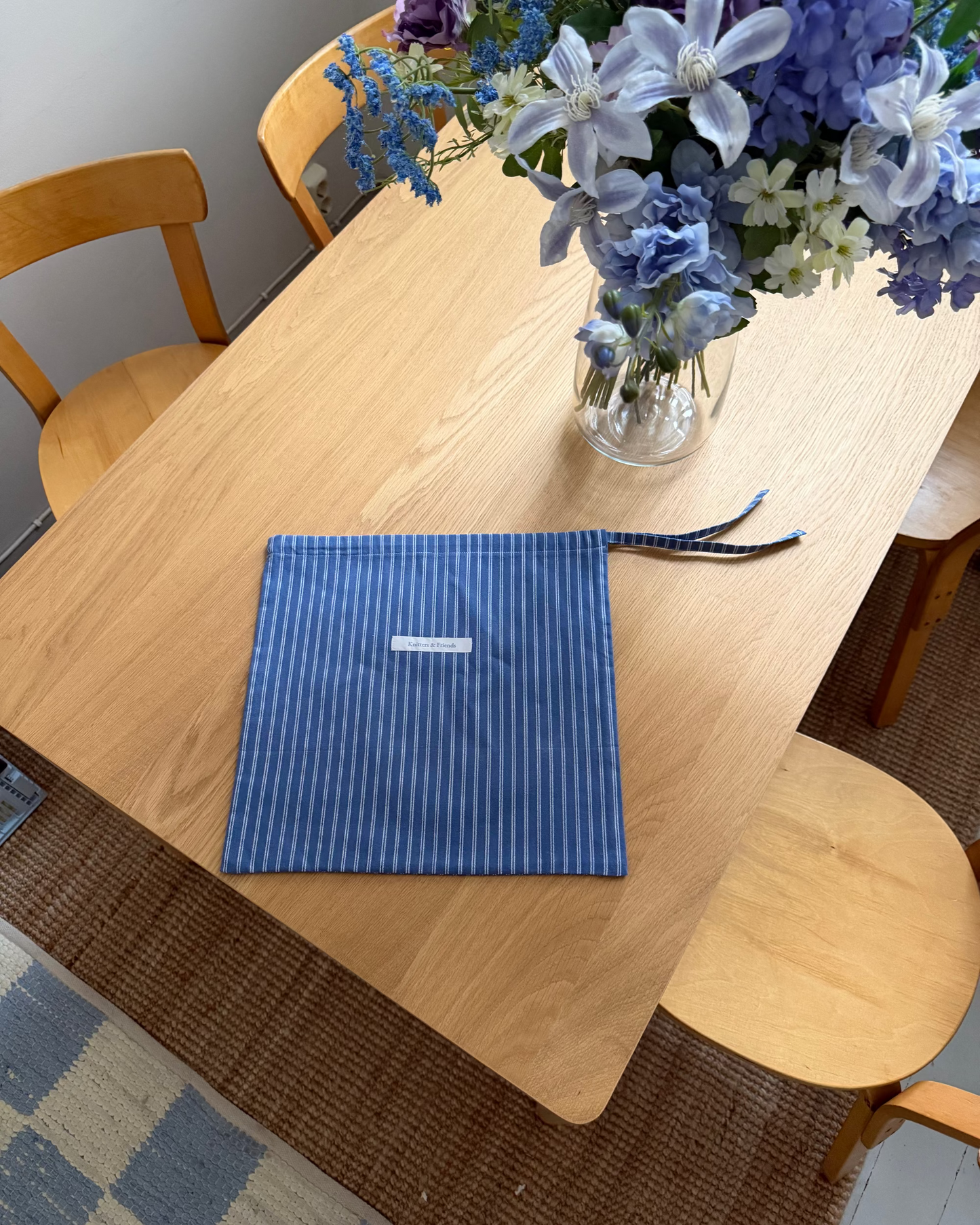 Project Bag - Striped Dark Blue