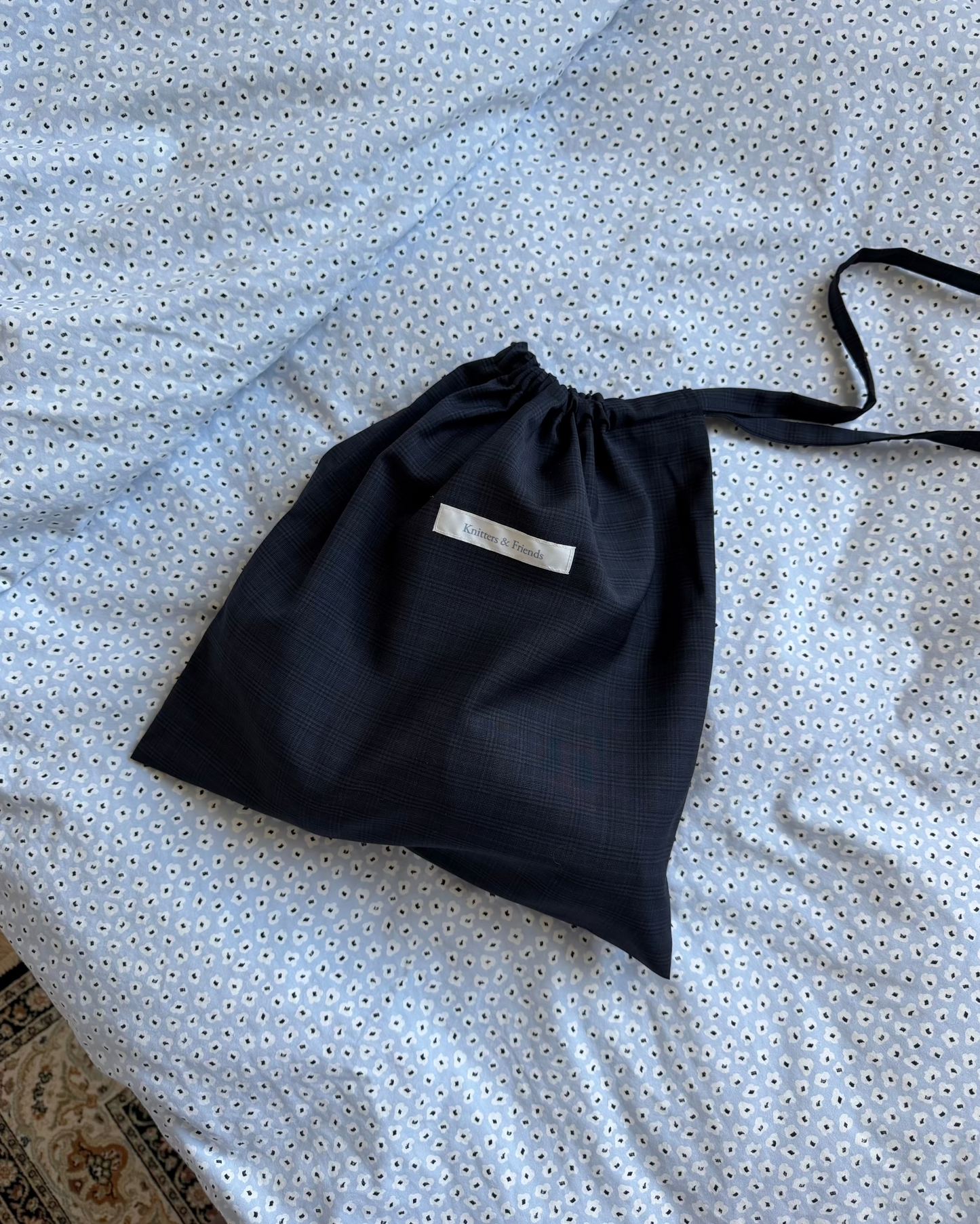 Project Bag - Dark Blue Gingham