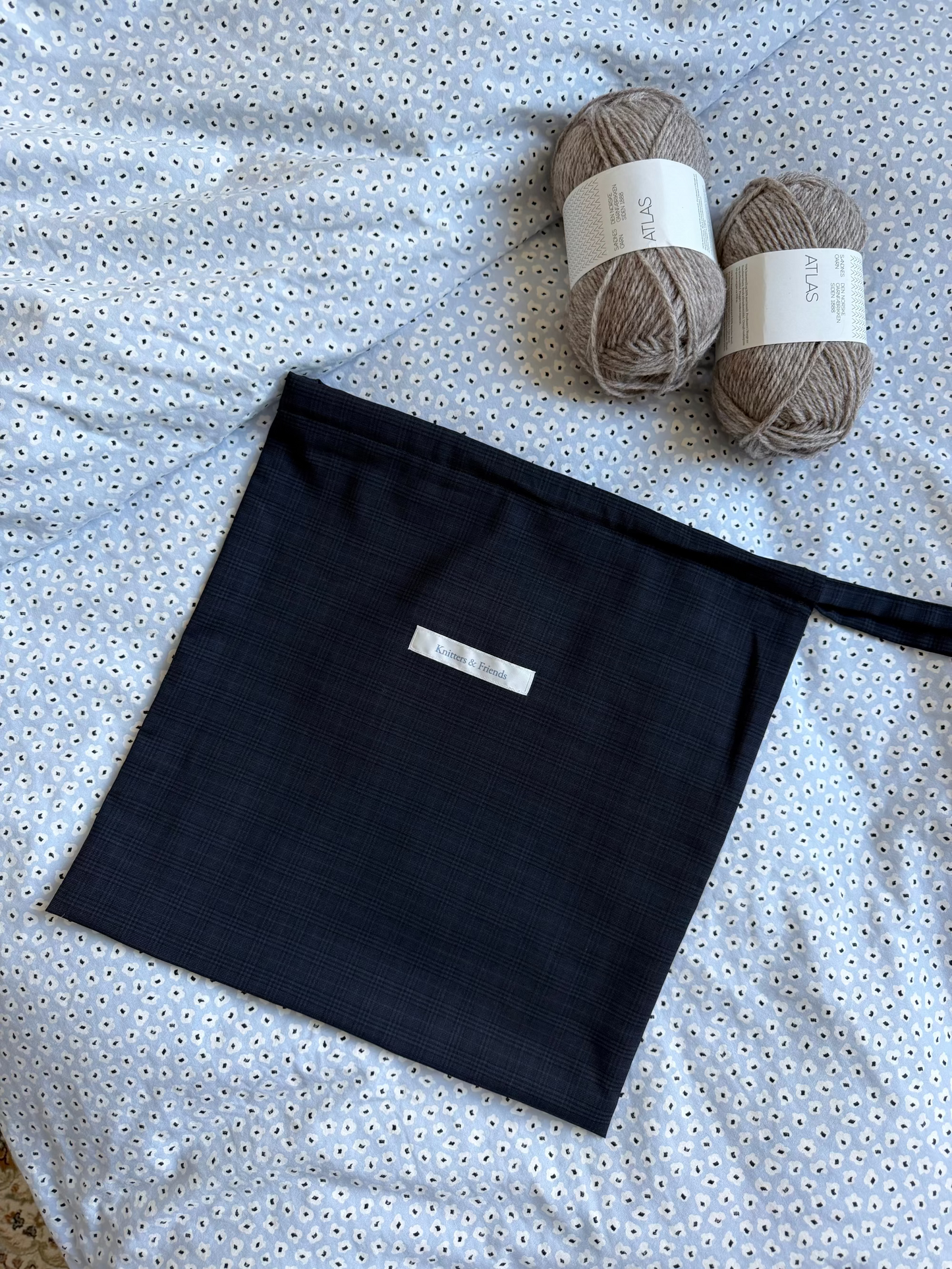 Project Bag - Dark Blue Gingham